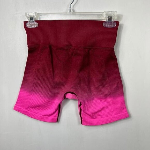 Pink Active compression textured bike shorts. Maroon and pink.  Size S - Picture 1 of 8